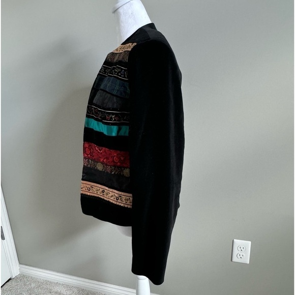 Vintage Black Velvet Tapestry Blazer Suit Jacket Size 8 - Picture 3 of 8